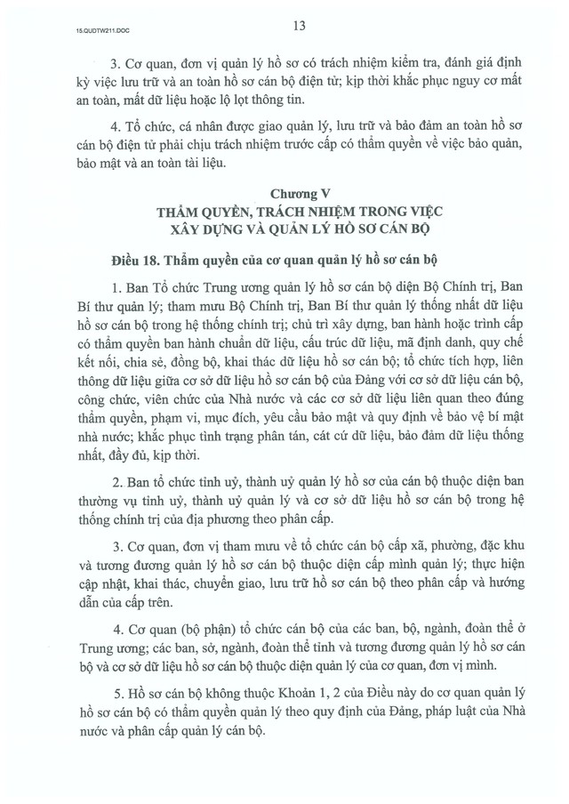 Quy định số 211-QĐ/TW về quản lý hồ sơ cán bộ- Ảnh 14.