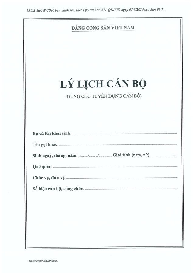Quy định số 211-QĐ/TW về quản lý hồ sơ cán bộ- Ảnh 19.