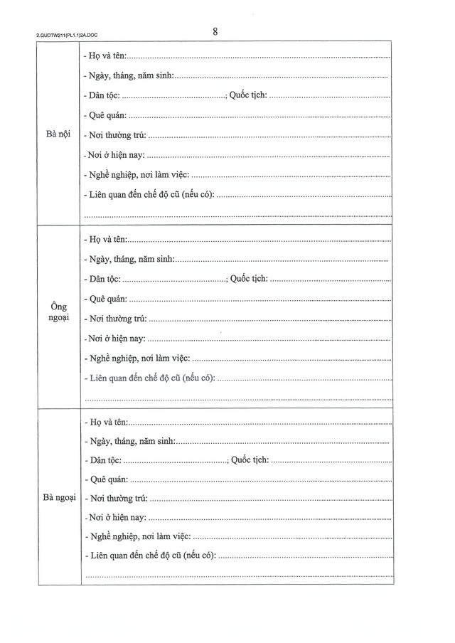 Quy định số 211-QĐ/TW về quản lý hồ sơ cán bộ- Ảnh 27.