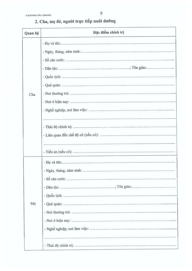Quy định số 211-QĐ/TW về quản lý hồ sơ cán bộ- Ảnh 28.