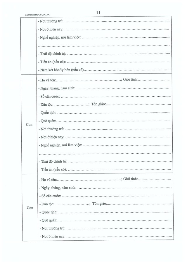 Quy định số 211-QĐ/TW về quản lý hồ sơ cán bộ- Ảnh 30.