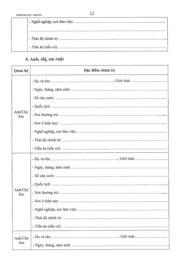 Quy định số 211-QĐ/TW về quản lý hồ sơ cán bộ- Ảnh 31.