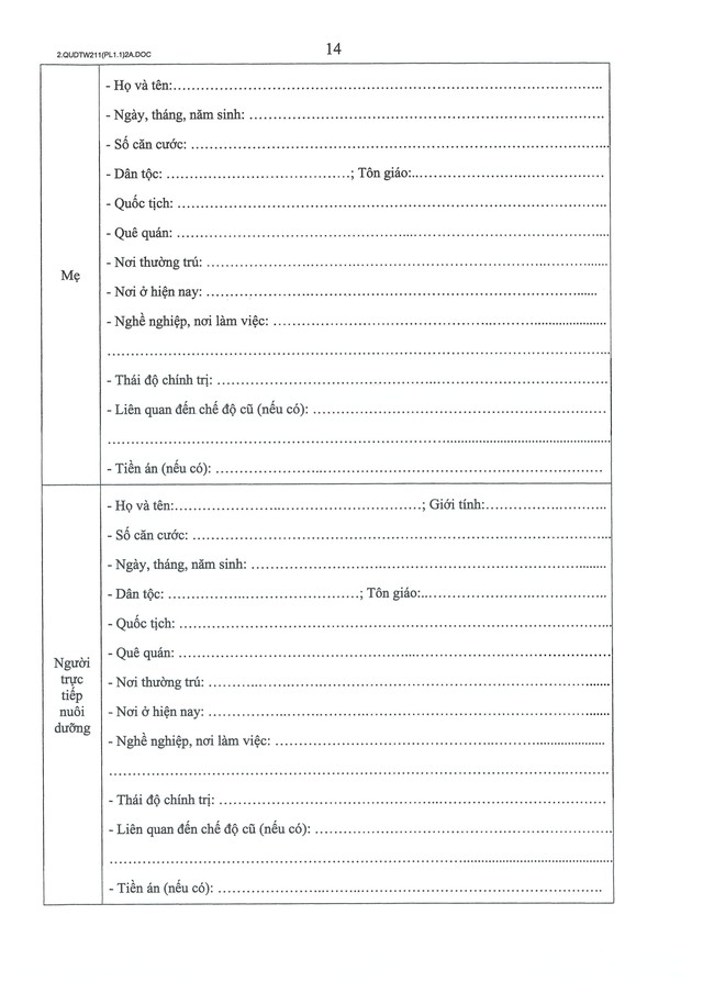 Quy định số 211-QĐ/TW về quản lý hồ sơ cán bộ- Ảnh 33.