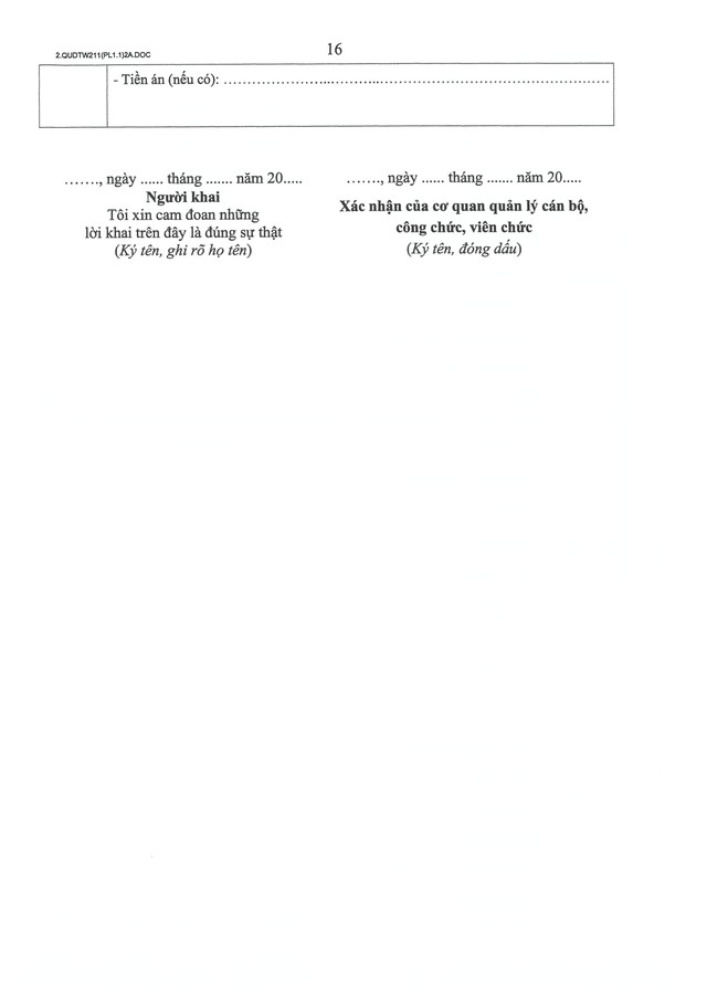 Quy định số 211-QĐ/TW về quản lý hồ sơ cán bộ- Ảnh 35.