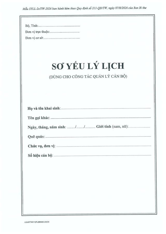 Quy định số 211-QĐ/TW về quản lý hồ sơ cán bộ- Ảnh 38.