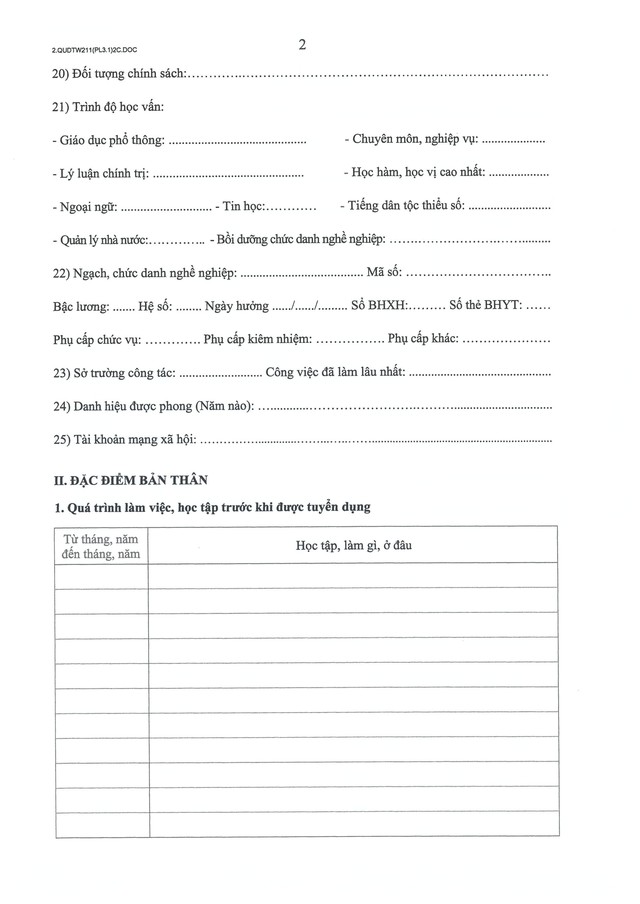 Quy định số 211-QĐ/TW về quản lý hồ sơ cán bộ- Ảnh 40.