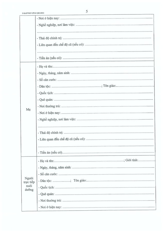 Quy định số 211-QĐ/TW về quản lý hồ sơ cán bộ- Ảnh 43.