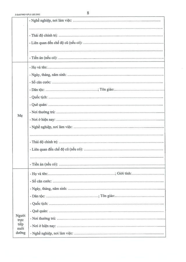 Quy định số 211-QĐ/TW về quản lý hồ sơ cán bộ- Ảnh 46.