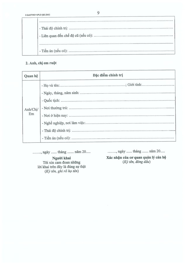 Quy định số 211-QĐ/TW về quản lý hồ sơ cán bộ- Ảnh 47.
