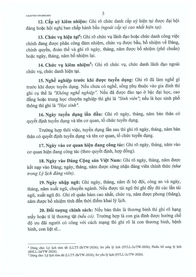 Quy định số 211-QĐ/TW về quản lý hồ sơ cán bộ- Ảnh 53.