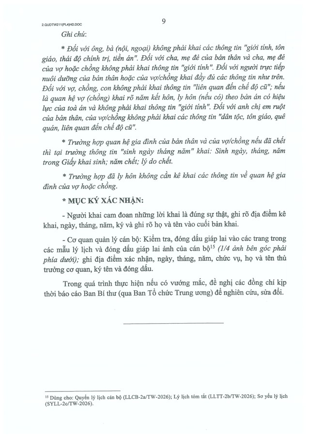 Quy định số 211-QĐ/TW về quản lý hồ sơ cán bộ- Ảnh 59.