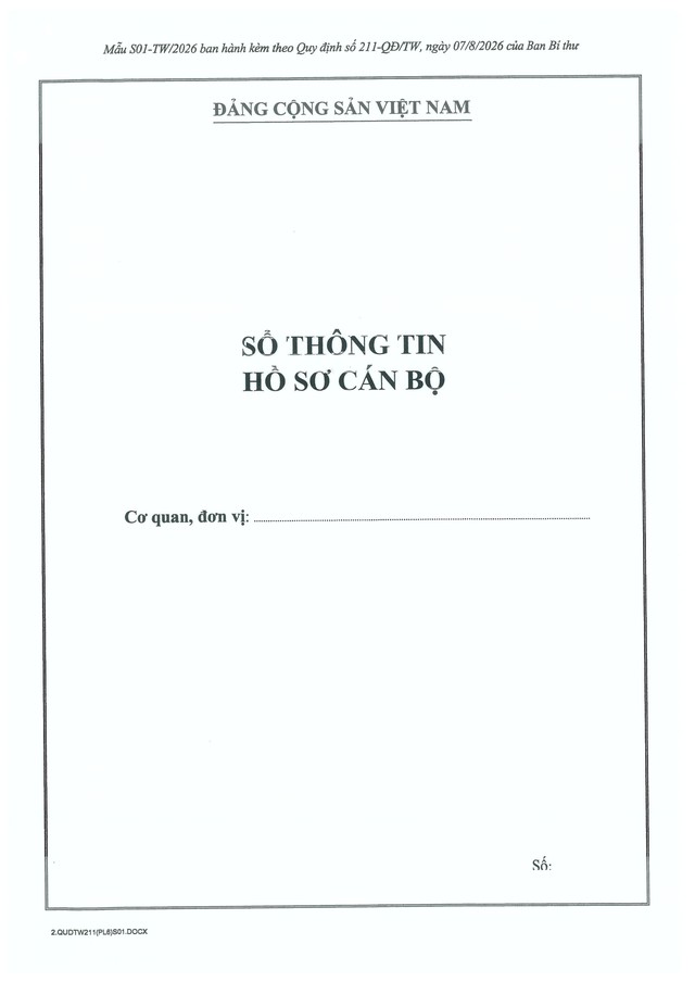 Quy định số 211-QĐ/TW về quản lý hồ sơ cán bộ- Ảnh 60.