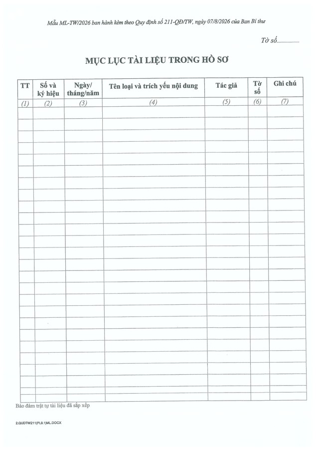 Quy định số 211-QĐ/TW về quản lý hồ sơ cán bộ- Ảnh 71.