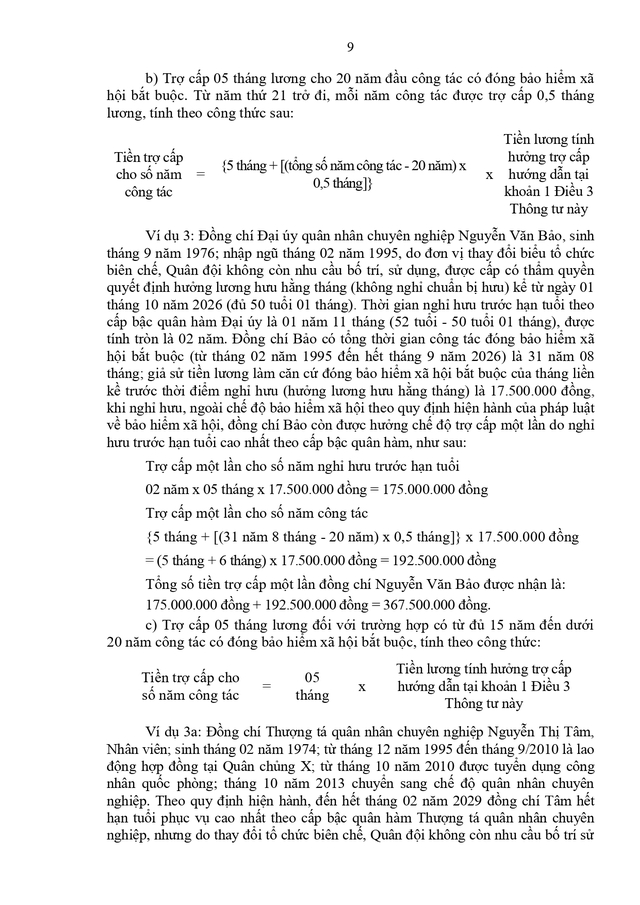 Dư thảo Thông tư sửa đổi, bổ sung quy định về chế độ trợ cấp một lần khi thôi phục vụ Quân đội- Ảnh 9.
