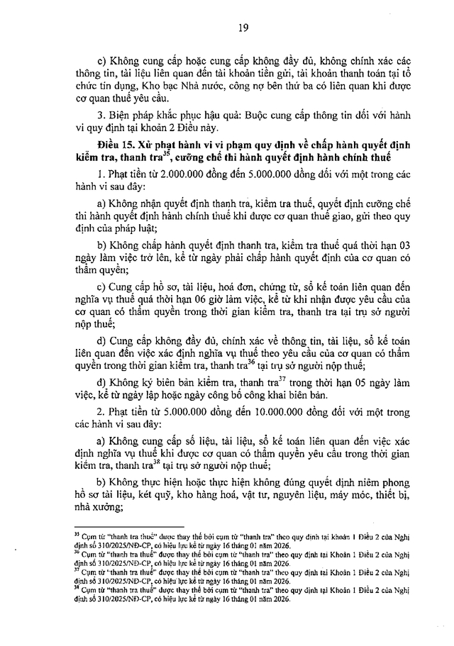 TOÀN VĂN: Nghị định quy định xử phạt vi phạm hành chính về thuế, hóa đơn- Ảnh 19.
