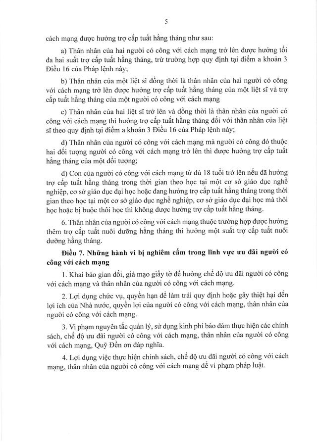 PHÁP LỆNH ƯU ĐÃI NGƯỜI CÓ CÔNG VỚI CÁCH MẠNG- Ảnh 6.