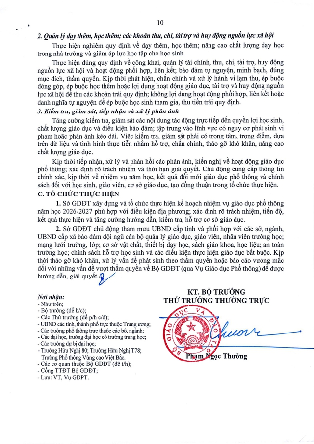Công văn số 5208/BGDĐT-GDPT: Hướng dẫn thực hiện nhiệm vụ giáo dục phổ thông năm học 2026-2027- Ảnh 10.