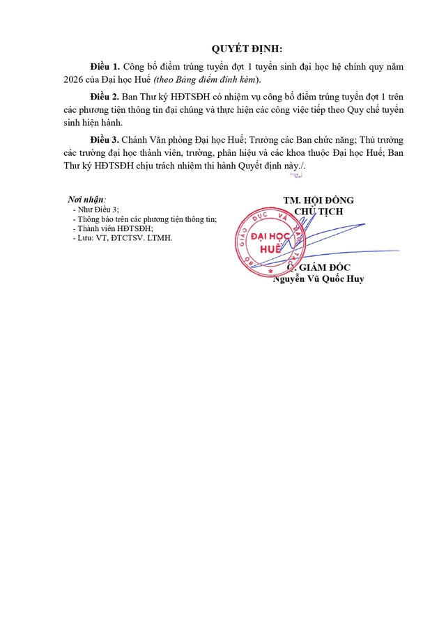 ĐIỂM CHUẨN tuyển sinh ĐẠI HỌC HUẾ 2026- Ảnh 3.