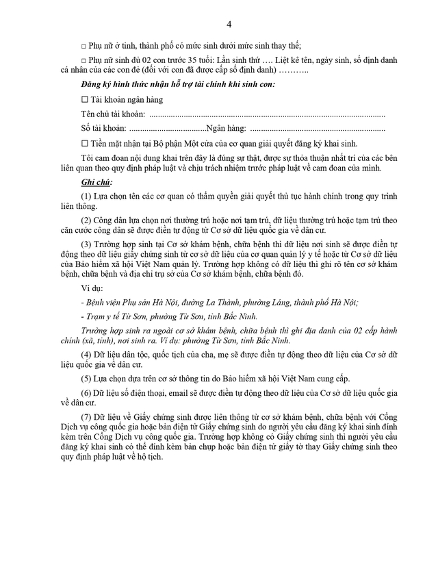 Mẫu Tờ khai điện tử liên thông đăng ký khai sinh, thường trú, cấp thẻ bảo hiểm y tế, căn cước công dân cho trẻ em dưới 6 tuổi- Ảnh 3.