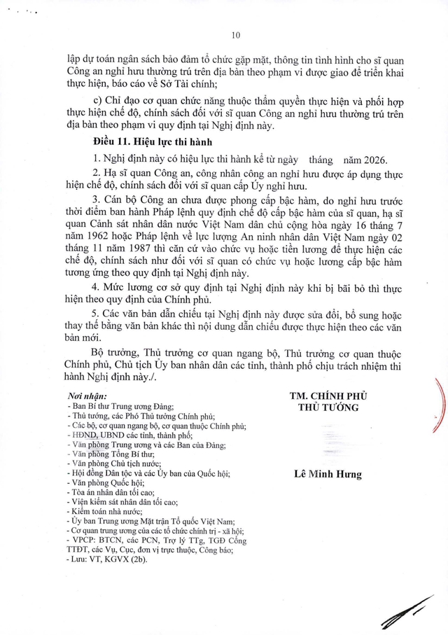 Dự thảo Nghị định quy định chế độ nghỉ dưỡng, chăm sóc, hỗ trợ tang lễ với sĩ quan Công an nghỉ hưu- Ảnh 10.
