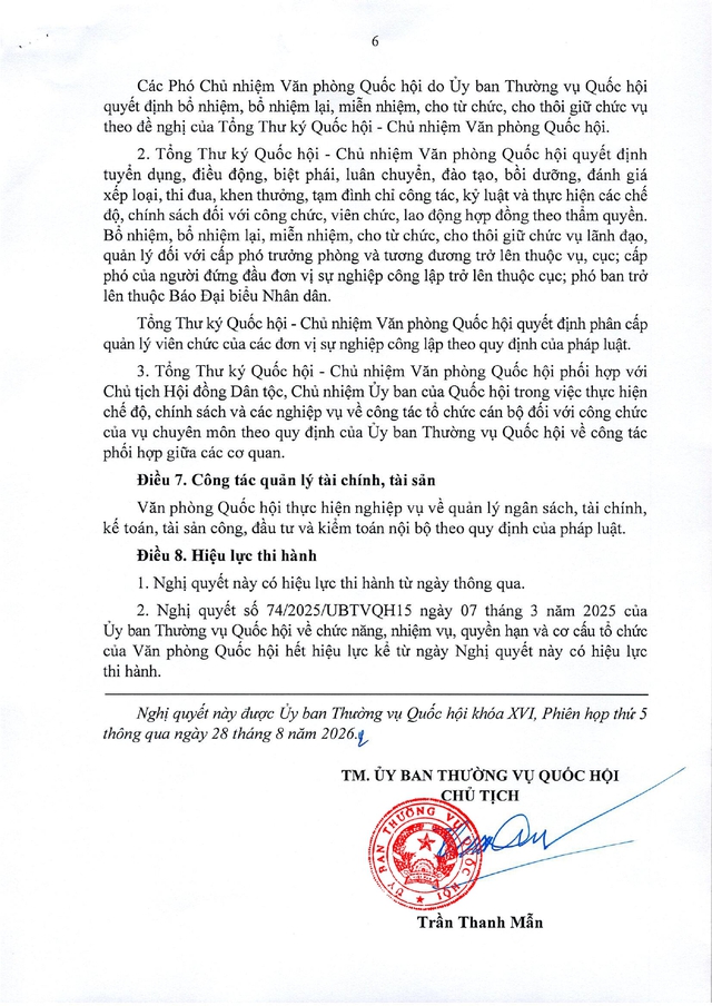 Nghị quyết số 17/2026/UBTVQH16 về chức năng, nhiệm vụ, quyền hạn, cơ cấu tổ chức của Văn phòng Quốc hội- Ảnh 7.