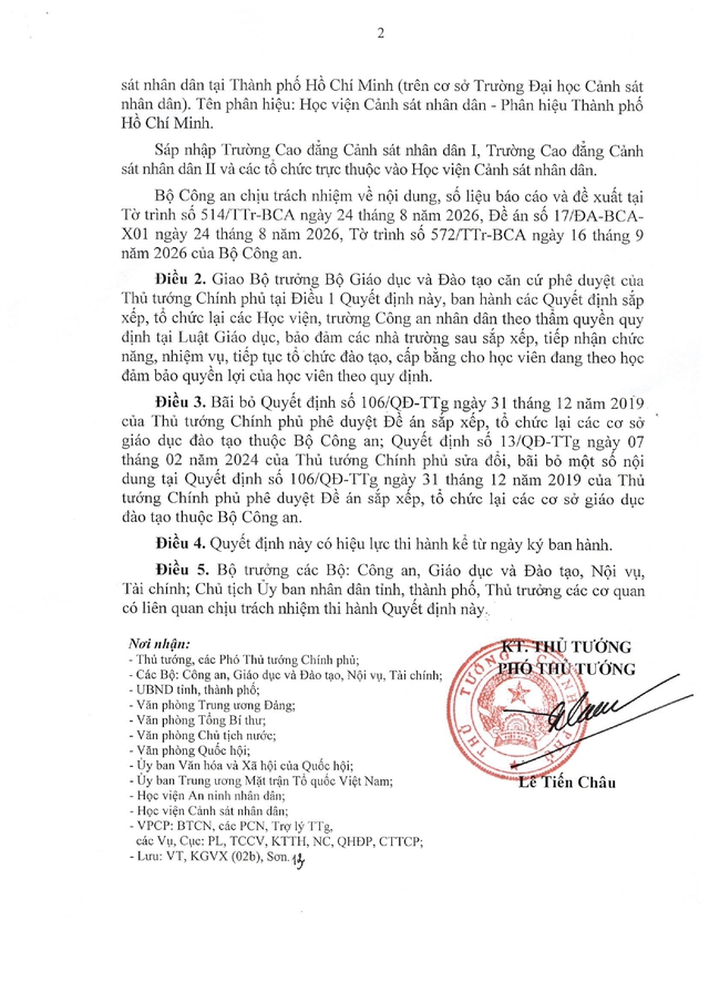 Sắp xếp, sáp nhập, tổ chức lại các Học viện, trường Công an nhân dân- Ảnh 2.