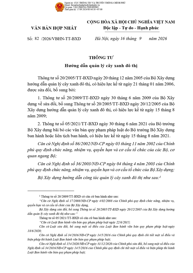 Thông tư hướng dẫn quản lý cây xanh đô thị- Ảnh 1.