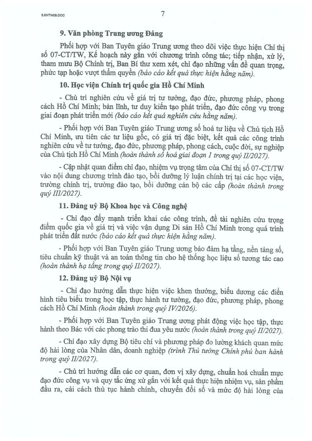 Chỉ thị số 07-CT/TW của Bộ Chính trị về "Đẩy mạnh học tập, thực hành tư tưởng, đạo đức, phương pháp, phong cách Hồ Chí Minh trong giai đoạn phát triển mới"- Ảnh 12.