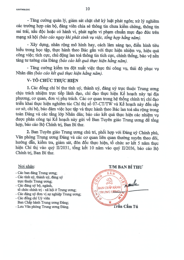 Chỉ thị số 07-CT/TW của Bộ Chính trị về "Đẩy mạnh học tập, thực hành tư tưởng, đạo đức, phương pháp, phong cách Hồ Chí Minh trong giai đoạn phát triển mới"- Ảnh 15.