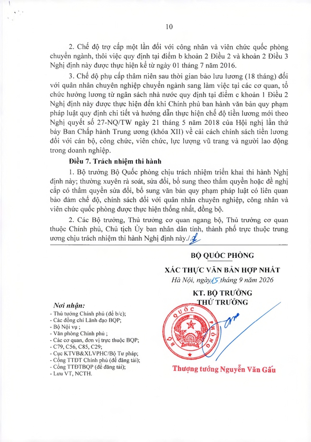 Nghị định quy định chế độ, chính sách đối với quân nhân chuyên nghiệp, công nhân, viên chức quốc phòng chuyển ngành, thôi việc- Ảnh 10.