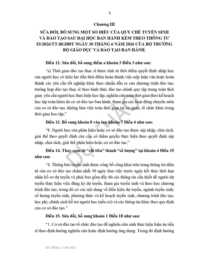 Dự thảo Thông tư sửa đổi, bổ sung quy định về TUYỂN SINH ĐẠI HỌC- Ảnh 10.