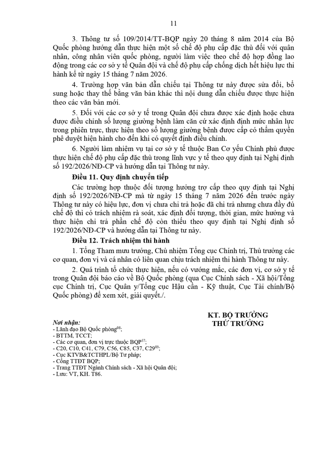 Dự thảo Thông tư hướng dẫn thực hiện chế độ phụ cấp đặc thù trong lĩnh vực y tế Quân đội- Ảnh 11.