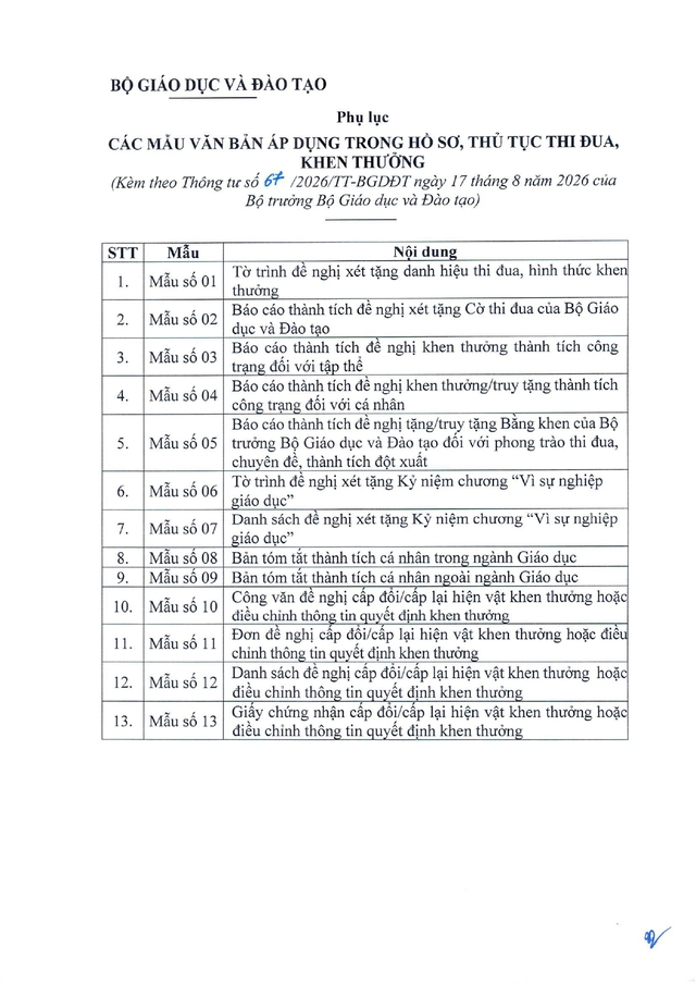 Thông tư số 67/2026/TT-BGDĐT quy định chi tiết, hướng dẫn thi hành Luật Thi đua, khen thưởng đối với ngành Giáo dục- Ảnh 15.