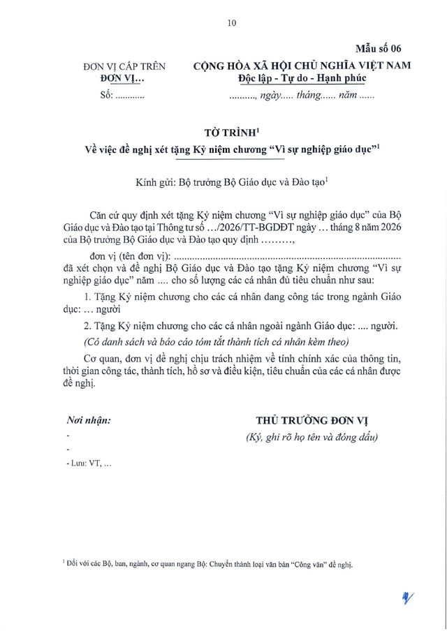 Thông tư số 67/2026/TT-BGDĐT quy định chi tiết, hướng dẫn thi hành Luật Thi đua, khen thưởng đối với ngành Giáo dục- Ảnh 24.