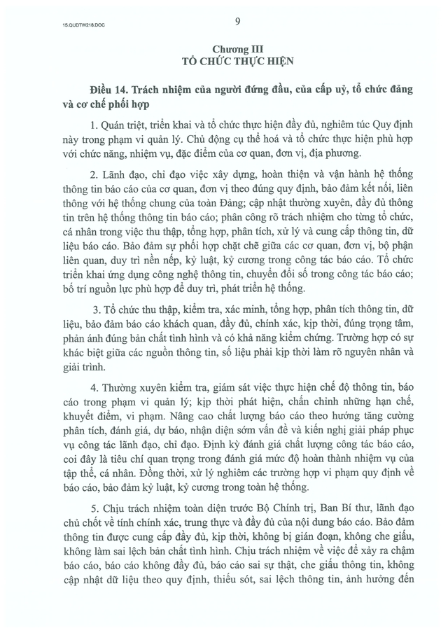 Quy định số 218-QĐ/TW về chế độ báo cáo Bộ Chính trị, Ban Bí thư, lãnh đạo chủ chốt- Ảnh 9.