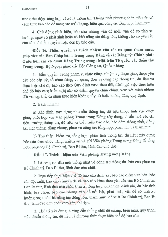 Quy định số 218-QĐ/TW về chế độ báo cáo Bộ Chính trị, Ban Bí thư, lãnh đạo chủ chốt- Ảnh 11.