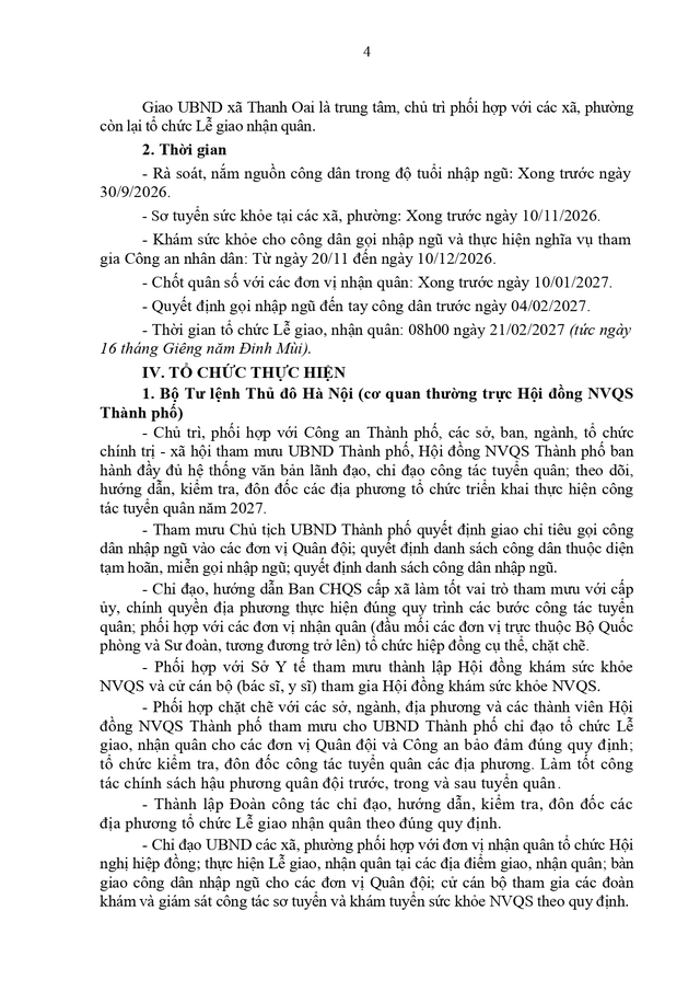Chi tiết kế hoạch tuyển chọn, gọi công dân nhập ngũ; thực hiện nghĩa vụ tham gia Công an nhân dân 2027 của Hà Nội- Ảnh 5.