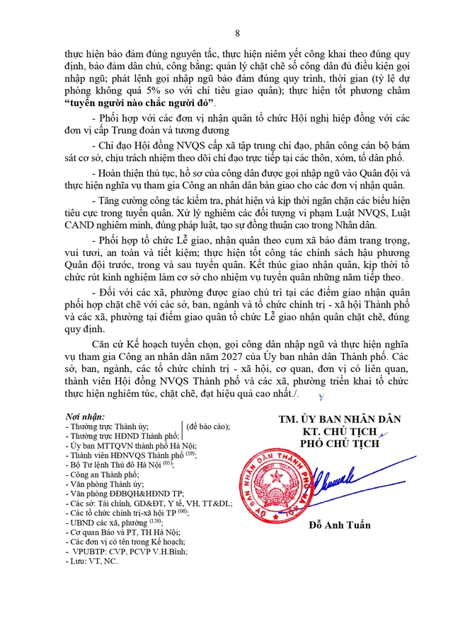 Chi tiết kế hoạch tuyển chọn, gọi công dân nhập ngũ; thực hiện nghĩa vụ tham gia Công an nhân dân 2027 của Hà Nội- Ảnh 9.