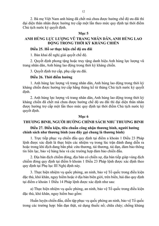 Dự thảo Nghị định quy định chi tiết và biện pháp thi hành Pháp lệnh Ưu đãi người có công với cách mạng- Ảnh 12.