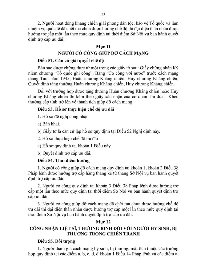Dự thảo Nghị định quy định chi tiết và biện pháp thi hành Pháp lệnh Ưu đãi người có công với cách mạng- Ảnh 23.
