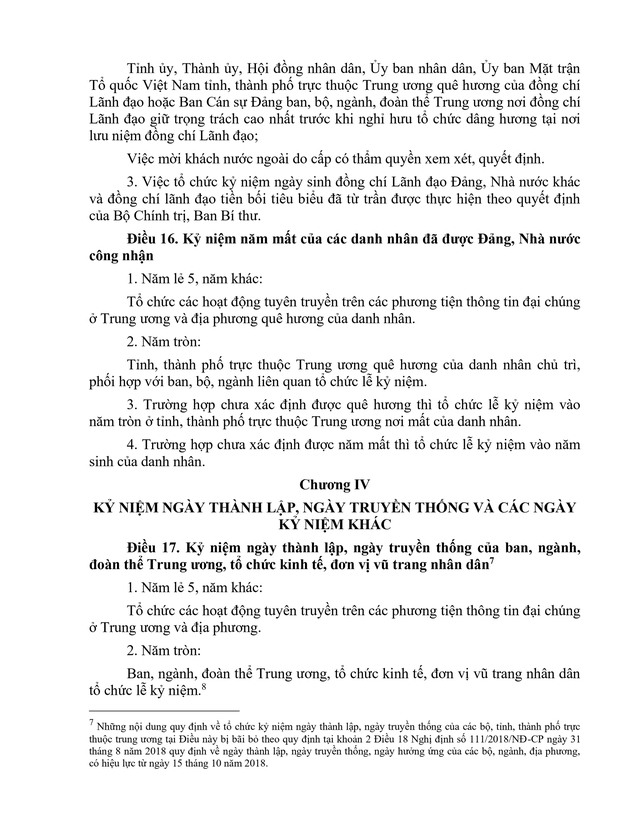 Quy định về tổ chức ngày kỷ niệm; nghi thức trao tặng, đón nhận hình thức khen thưởng, danh hiệu;...- Ảnh 12.
