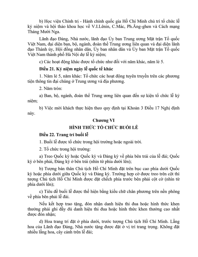Quy định về tổ chức ngày kỷ niệm; nghi thức trao tặng, đón nhận hình thức khen thưởng, danh hiệu;...- Ảnh 14.