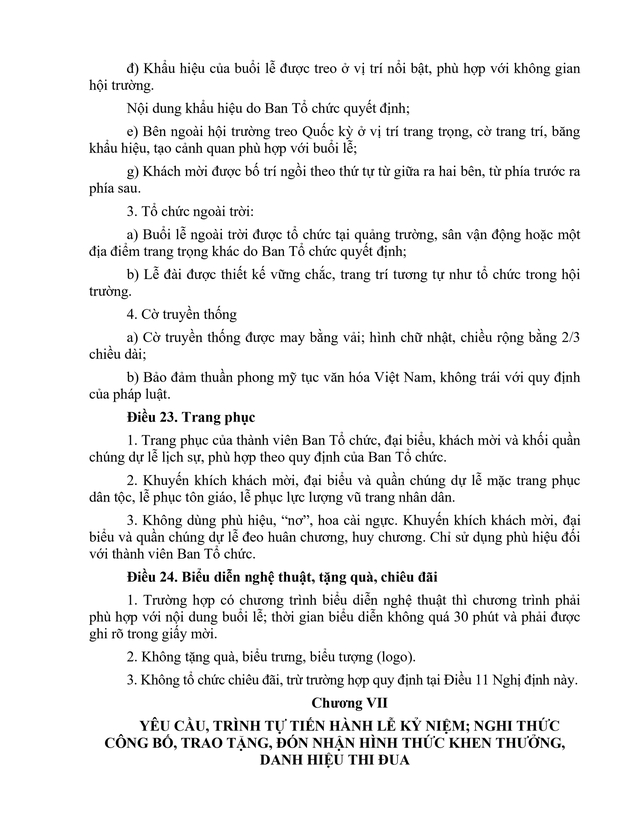 Quy định về tổ chức ngày kỷ niệm; nghi thức trao tặng, đón nhận hình thức khen thưởng, danh hiệu;...- Ảnh 15.