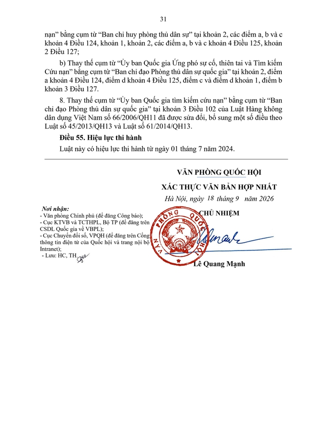 Văn bản hợp nhất 132/2026/VBHN-LQ-VPQH Luật Phòng thủ dân sự- Ảnh 31.