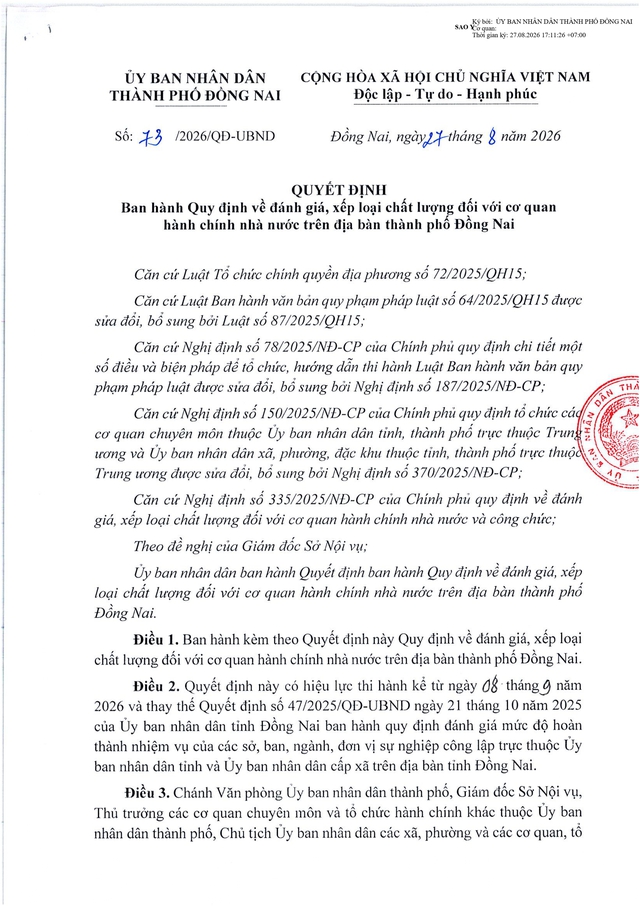 Tiêu chí đánh giá, xếp loại chất lượng với cơ quan hành chính nhà nước- Ảnh 1.