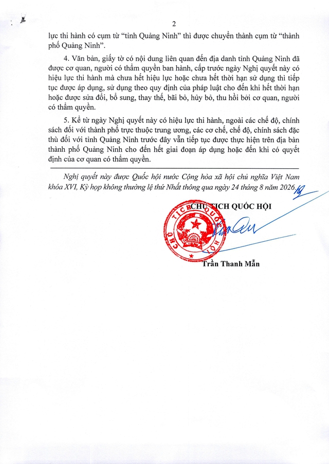 TOÀN VĂN: Nghị quyết số 36/2026/QH16 thành lập THÀNH PHỐ QUẢNG NINH từ 1/9/2026- Ảnh 2.
