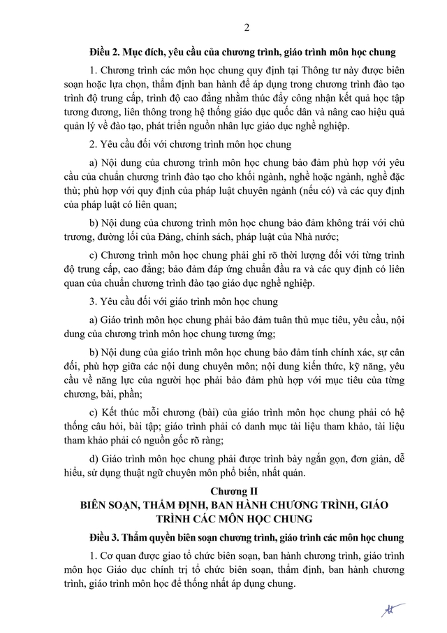 Quy trình biên soạn, ban hành chương trình, giáo trình môn học chung của giáo dục nghề nghiệp- Ảnh 2.