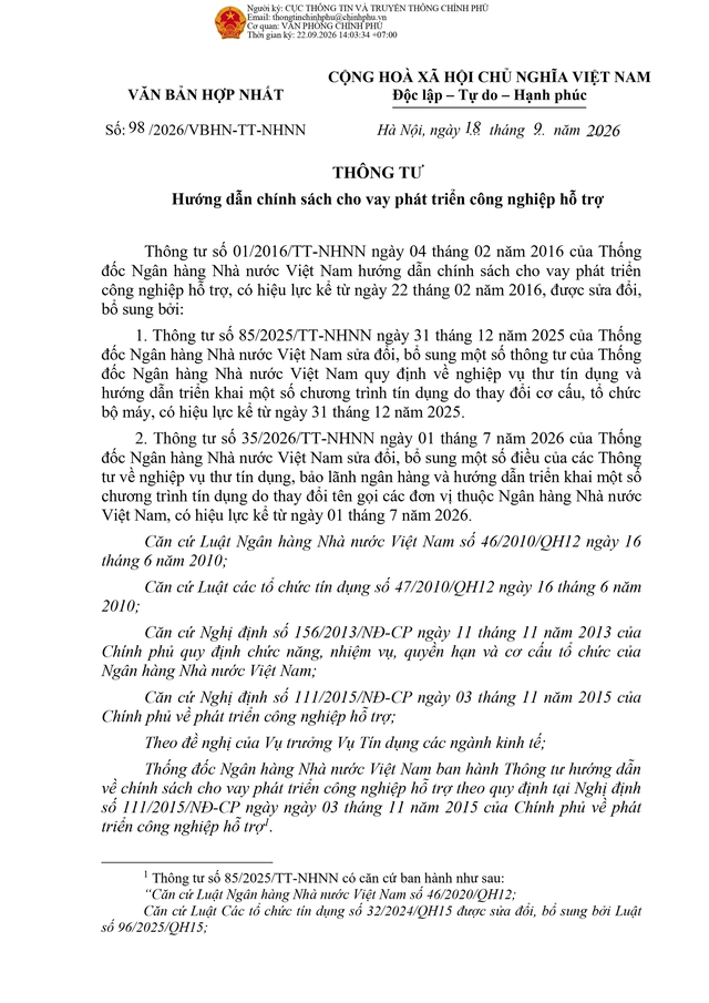 Hướng dẫn chính sách cho vay phát triển công nghiệp hỗ trợ- Ảnh 1.