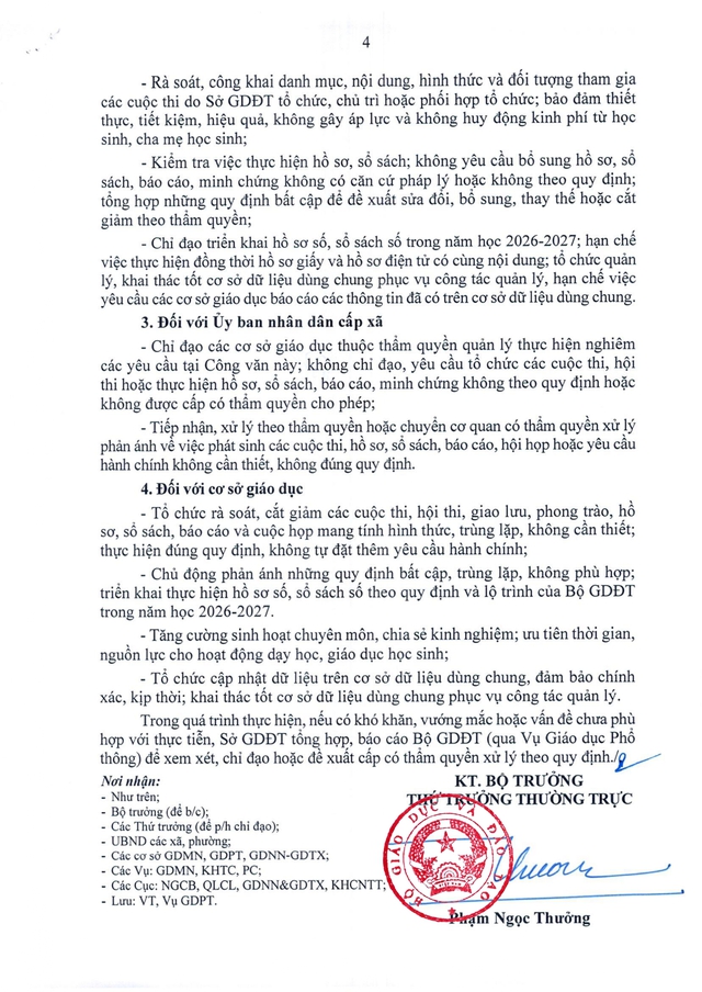 Công văn 5922/BGDĐT-GDPT về cắt giảm các cuộc thi, hồ sơ, sổ sách, hội họp trong cơ sở giáo dục- Ảnh 4.