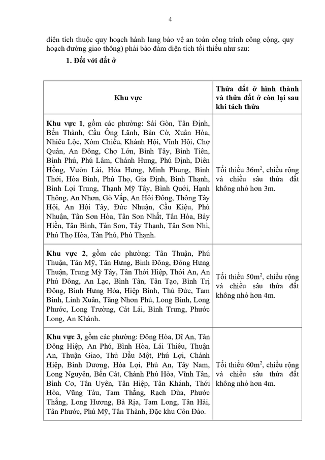 QUY ĐỊNH MỚI: Điều kiện tách thửa đất, hợp thửa đất, diện tích tối thiểu được tách thửa trên địa bàn TPHCM- Ảnh 5.